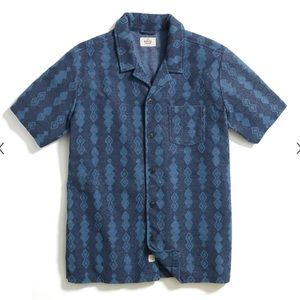 Marine Layer Terry Out Jacquard Resort Shirt in Navy Geo Print